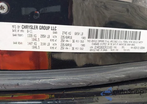 2012 Dodge Grand Caravan Se/Avp z USA, uszkodzony, nr VIN 2C4RDGBG5CR131093